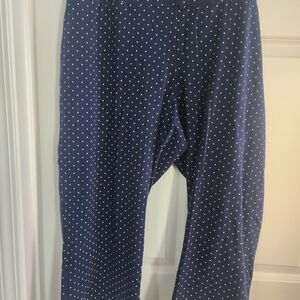 Lands' End Navy Polka Dot Pants